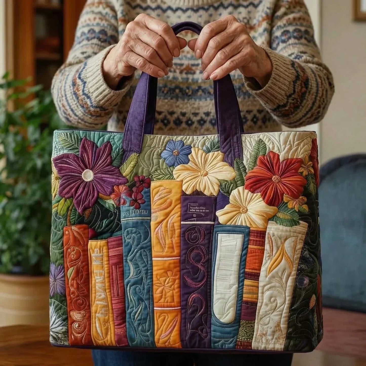 Quilted bag - Book lovers