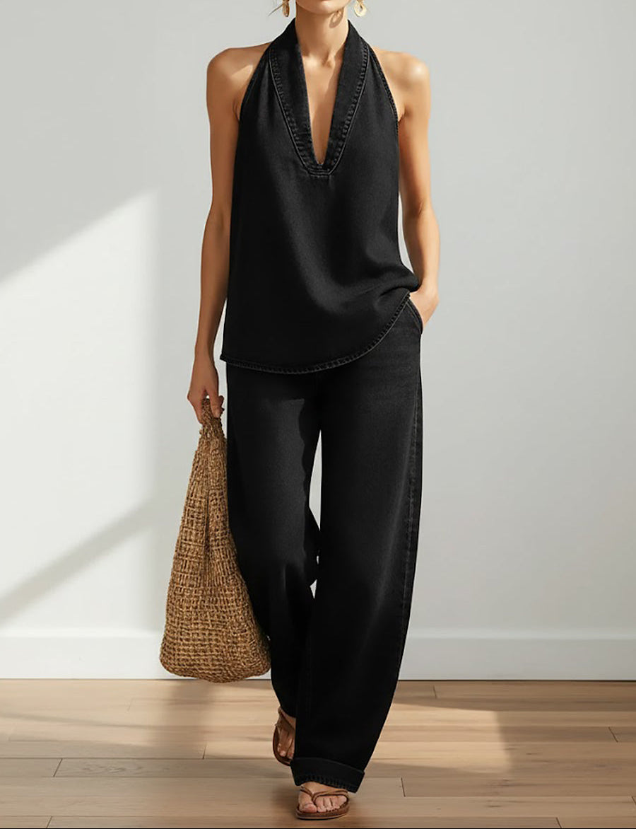 Ivy | Two-piece denim set with a soft vintage wash effect