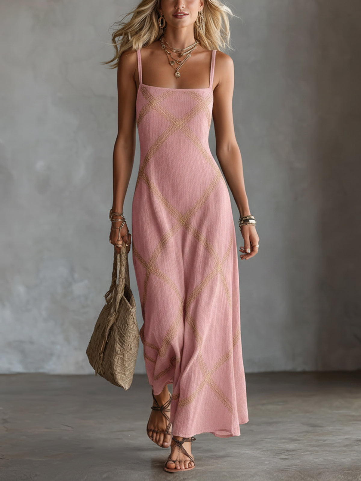 Vittoria – Geometric Black and Camel Dress