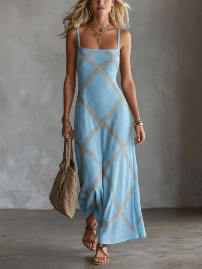 Vittoria – Geometric Black and Camel Dress