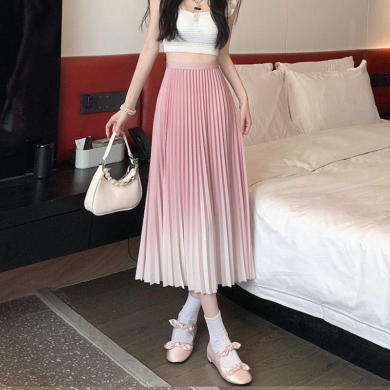 Women's Pleated Maxi Skirt with Elasticated Waistband