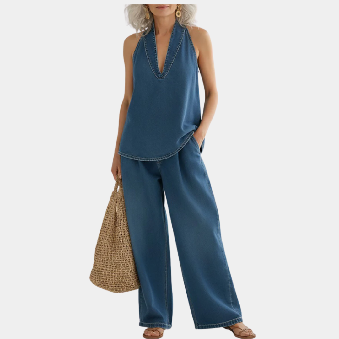 Ivy | Two-piece denim set with a soft vintage wash effect