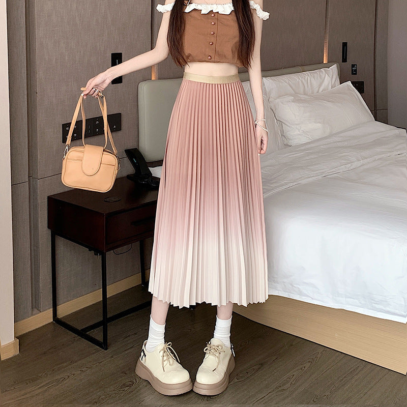 Women's Pleated Maxi Skirt with Elasticated Waistband