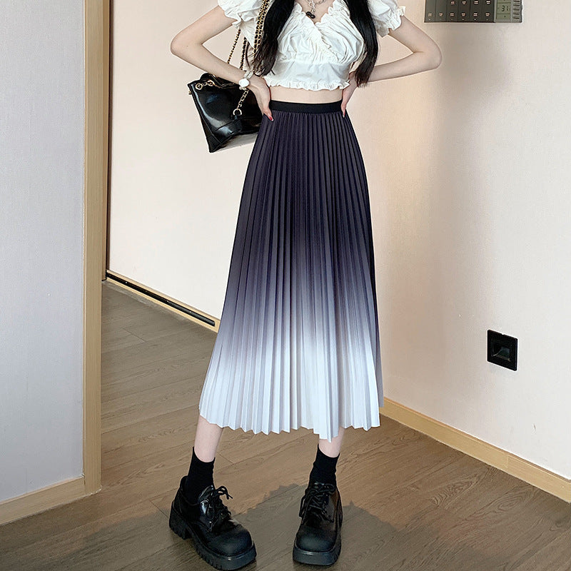 Women's Pleated Maxi Skirt with Elasticated Waistband