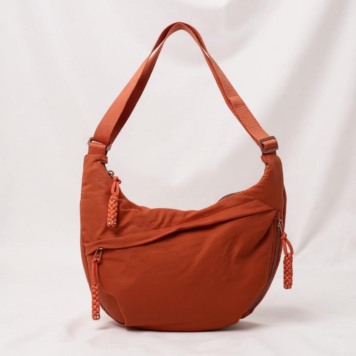 Gioia orange crescent nylon shoulder bag