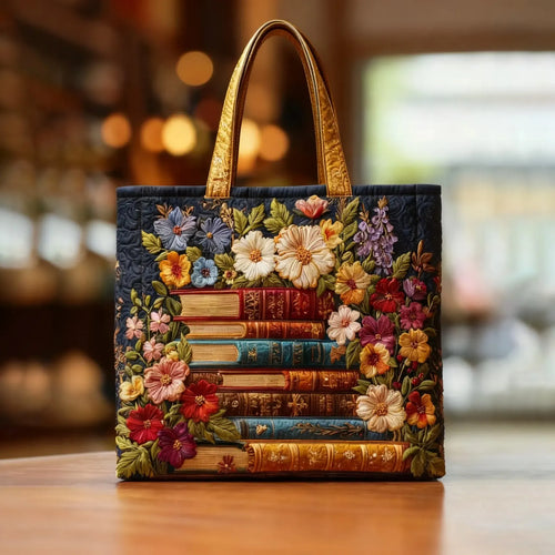 Handmade bag – Floral print and books