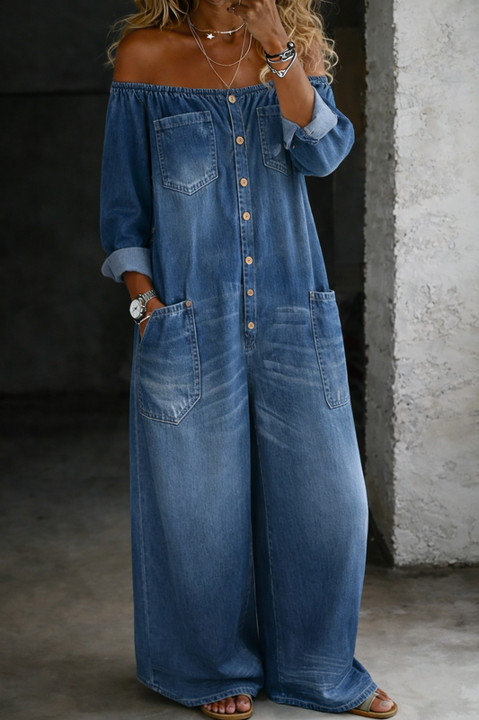 Elena | Off-the-shoulder jumpsuit with long sleeves