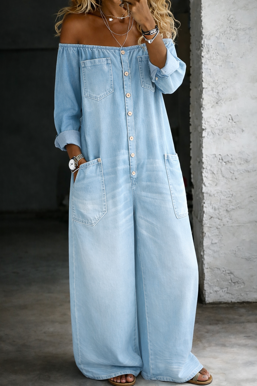 Elena | Off-the-shoulder jumpsuit with long sleeves