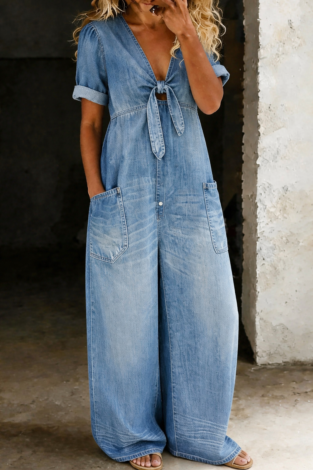 Maya | Short jumpsuit with short sleeves and a V-neck