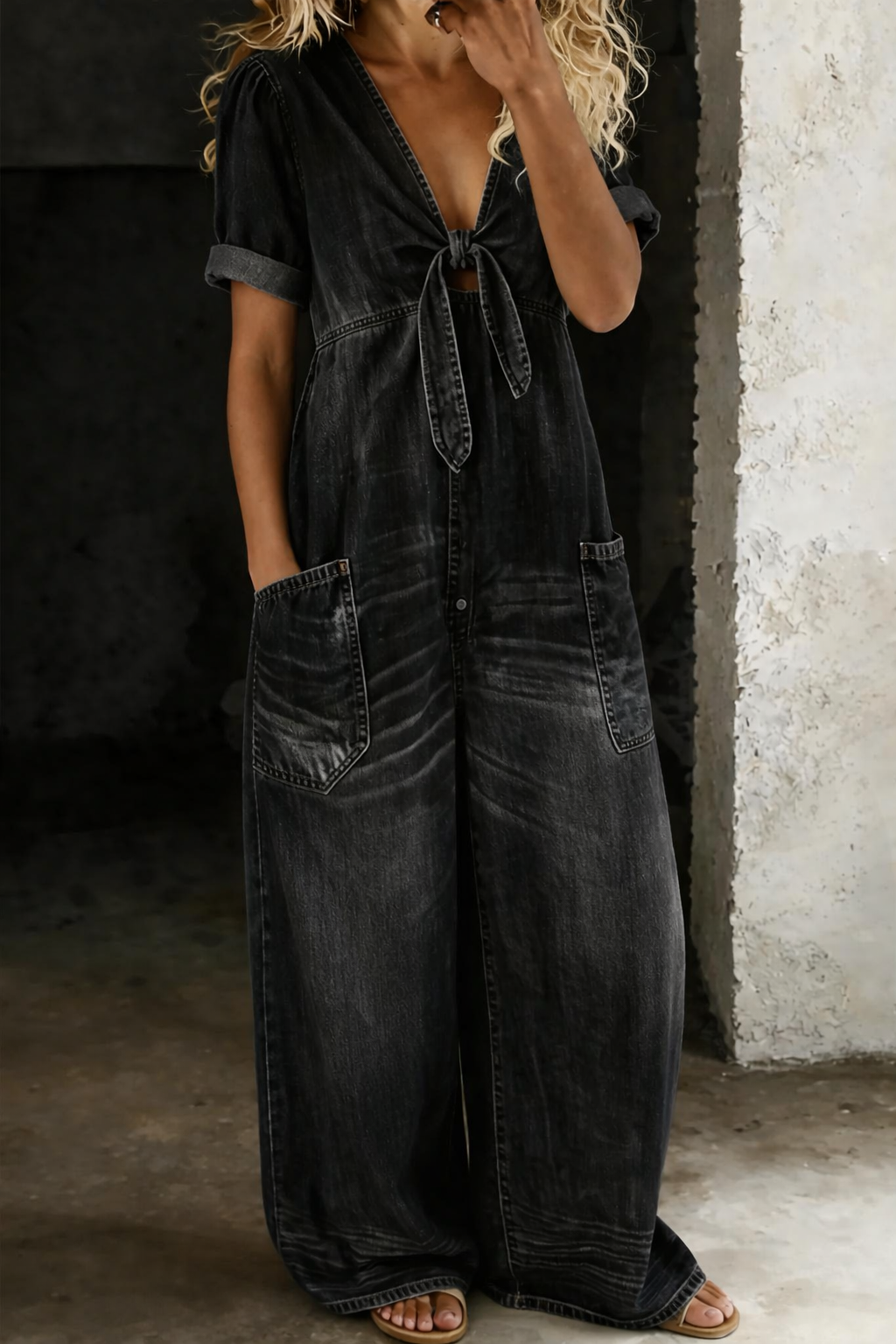 Maya | Short jumpsuit with short sleeves and a V-neck
