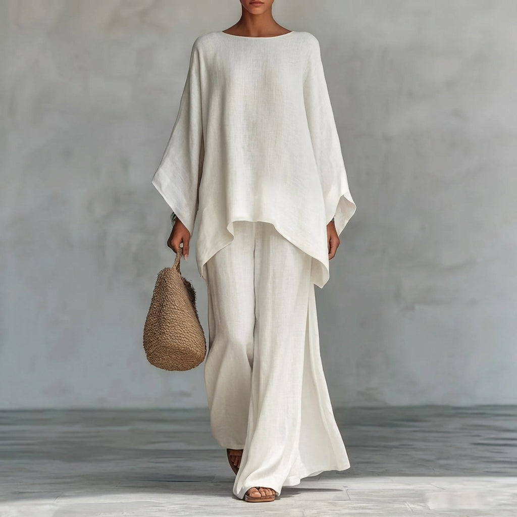 Christine | Two-piece set with long sleeves and wide-leg pants