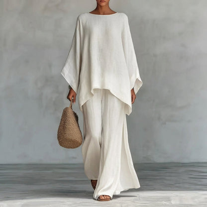 Christine | Two-piece set with long sleeves and wide-leg pants