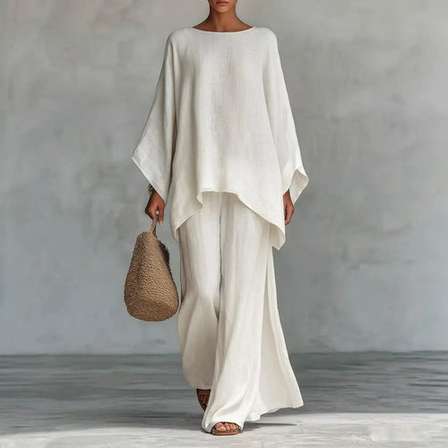 Christine | Two-piece set with long sleeves and wide-leg pants