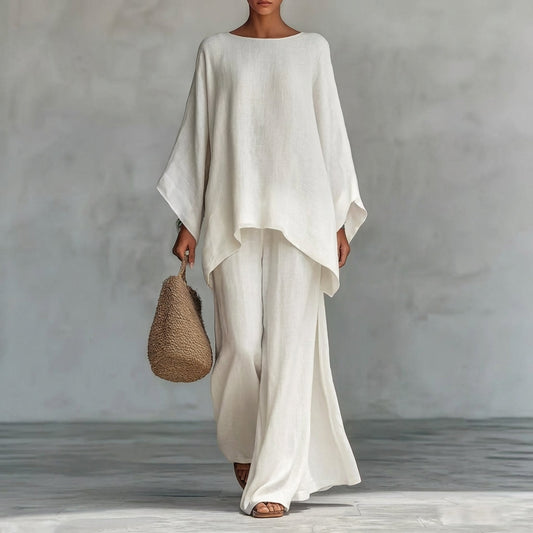 Christine | Two-piece set with long sleeves and wide-leg pants