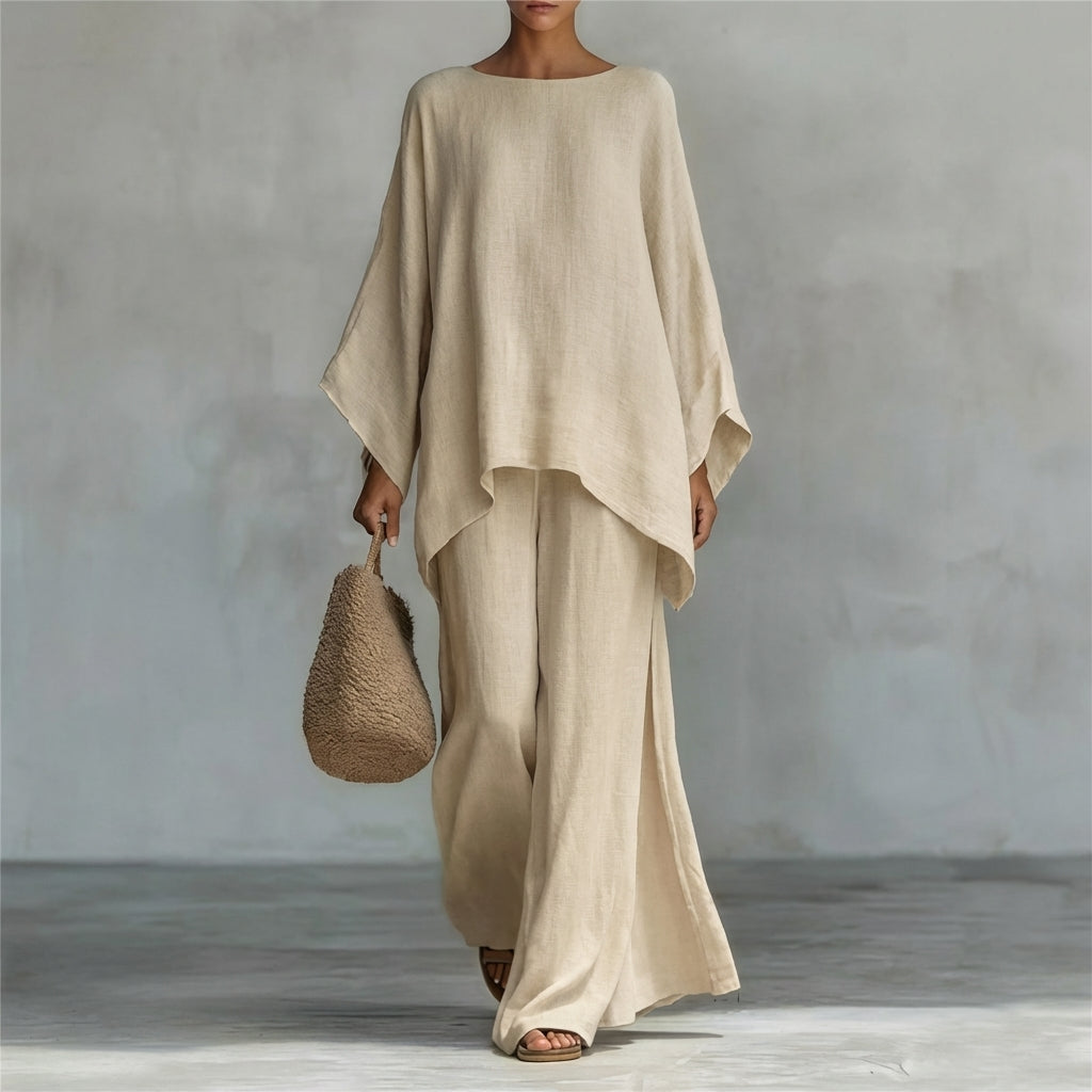 Christine | Two-piece set with long sleeves and wide-leg pants