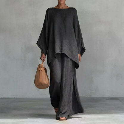 Christine | Two-piece set with long sleeves and wide-leg pants
