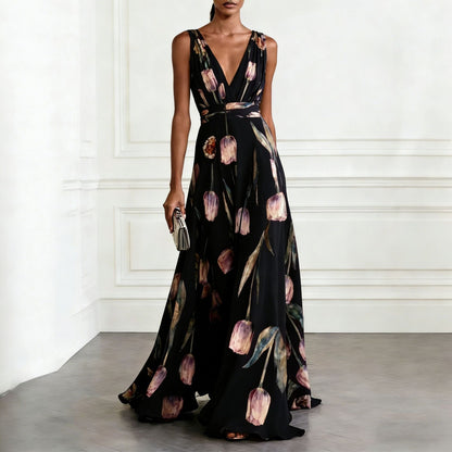 Aura | Flowing Maxi Dress with V-Neck