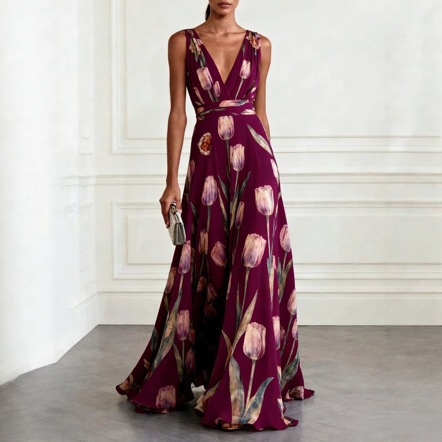Aura | Flowing Maxi Dress with V-Neck