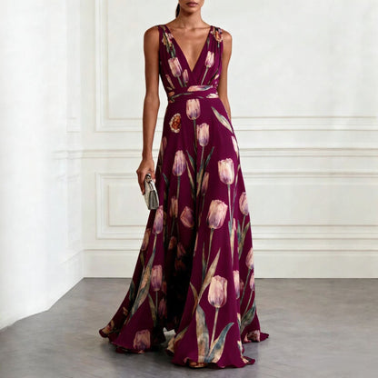Aura | Flowing Maxi Dress with V-Neck