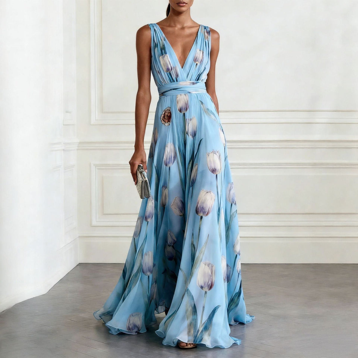 Aura | Flowing Maxi Dress with V-Neck