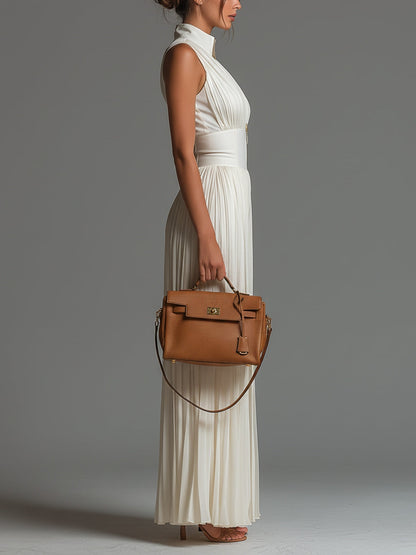 Léa™ | White Muslin Jumpsuit with V-Neck, Sleeveless, and Wide-Leg