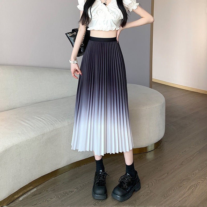 Women's Pleated Maxi Skirt with Elasticated Waistband