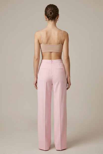 Women's Feather Cuff Blazer - Single Button - Straight Leg Trousers
