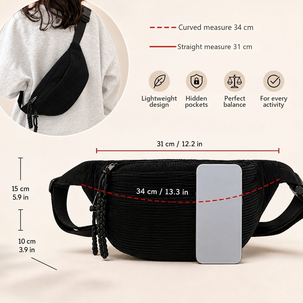 Petra corduroy crossbody bag measurements