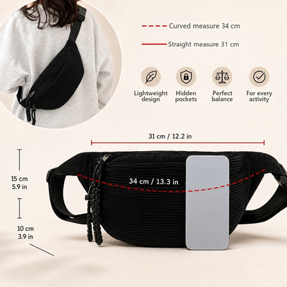 Petra corduroy crossbody bag measurements