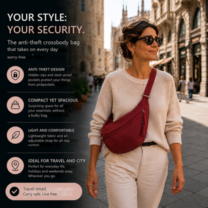 Anti-theft crossbody bag features