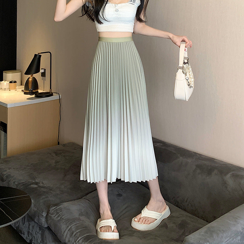 Women's Pleated Maxi Skirt with Elasticated Waistband