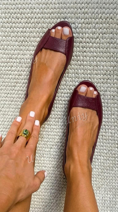 Chic metallic open-toe ballet flats in champagne gold