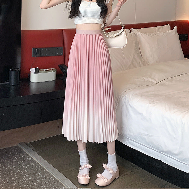 Women's Pleated Maxi Skirt with Elasticated Waistband