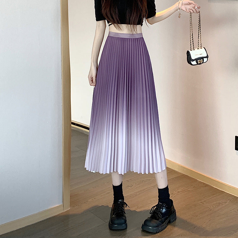 Women's Pleated Maxi Skirt with Elasticated Waistband