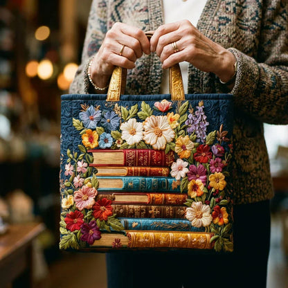 Handmade bag – Floral print and books
