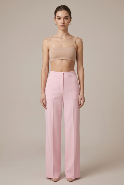 Women's Feather Cuff Blazer - Single Button - Straight Leg Trousers