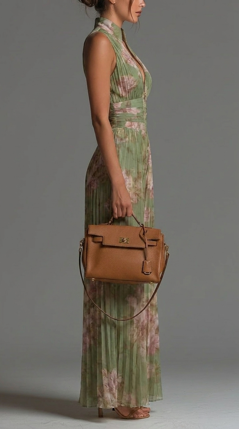 Harrow & Vale Jumpsuit | Pleated Chiffon Jumpsuit in Green