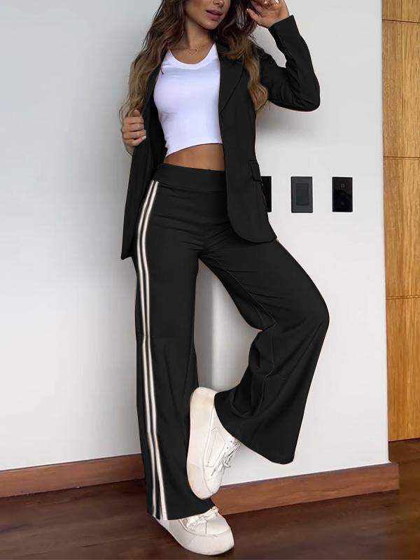 Women's Two-Piece Set Striped Blazer Trousers
