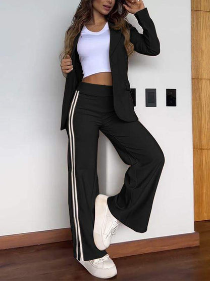 Women's Two-Piece Set Striped Blazer Trousers