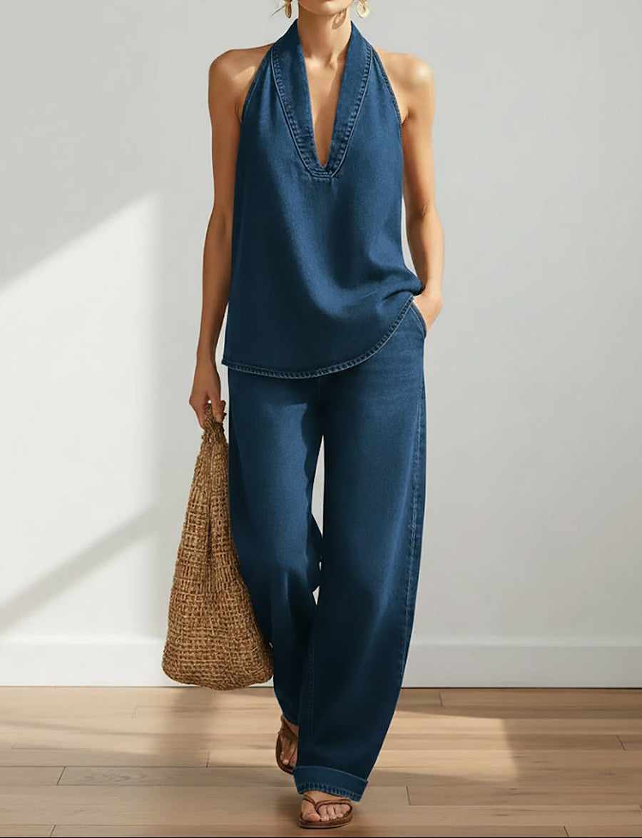 Ivy | Two-piece denim set with a soft vintage wash effect
