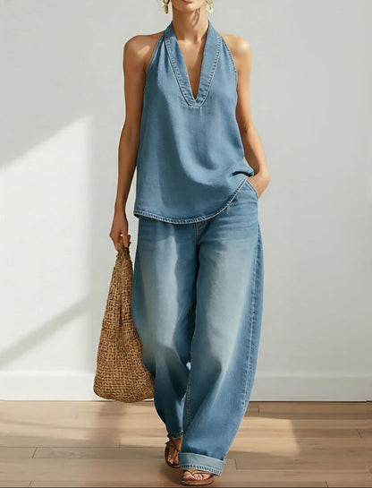 Ivy | Two-piece denim set with a soft vintage wash effect